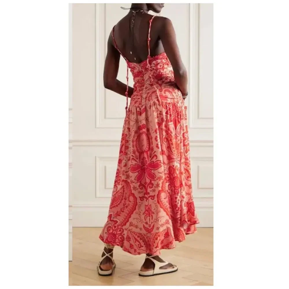 Farm Rio Red Jaipur Crossover Maxi Dress Size Small - Picture 15 of 15
